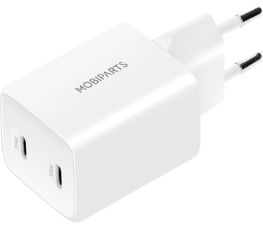 Mobiparts GaN Wall Charger Dual USB-C 35W White (with PD)