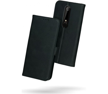 Rosso Deluxe Nokia 6 (2018) Hoesje Echt Leer Book Case Zwart (6 (2018)) Zwart