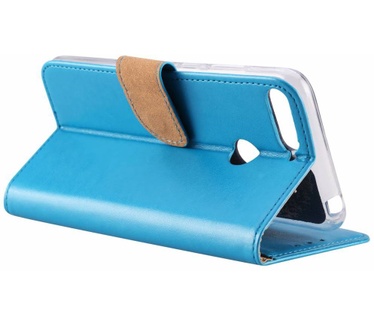 Luxe Lederen Bookcase hoesje voor de Huawei Y6 2018 - Blauw (Huawei Y6 2018) Blauw