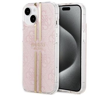 Guess 4G Gold Stripe Back Case - Apple iPhone 15 (6.1") - Roze Roze