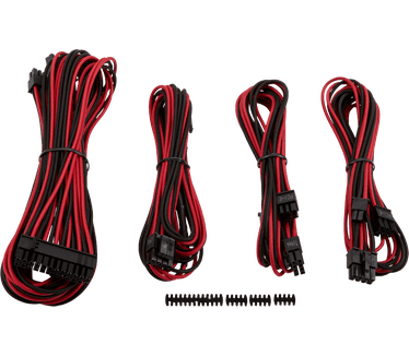 Corsair Premium Individually Sleeved PSU Cable Kit Starter Package, Type 4 (Generation 3) - Rood/Zwart