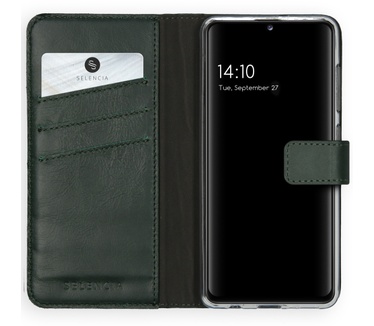 Selencia Echt Lederen Bookcase Samsung Galaxy A41 - Groen