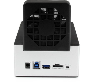 Startech.com Duo docking station met USB hub en ventilator Zilver