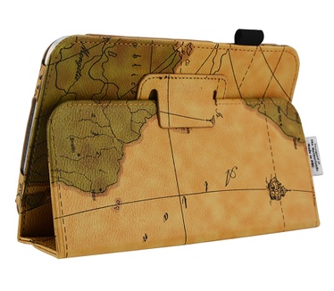 i12Cover Retro Case Samsung Galaxy Tab 3 7.0 Worldmap Design