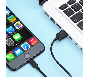 Usams U-Turn Standaard USB naar Lightning Kabel (100cm) - Zwart