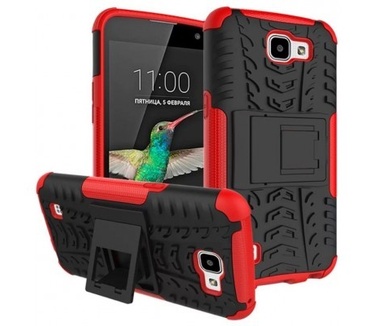qMust LG K4 Rugged Hybrid Case - Dual Protection - Red