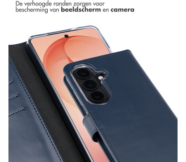 Selencia Echt Leren Bookcase Samsung Galaxy S26 Plus - Donkerblauw