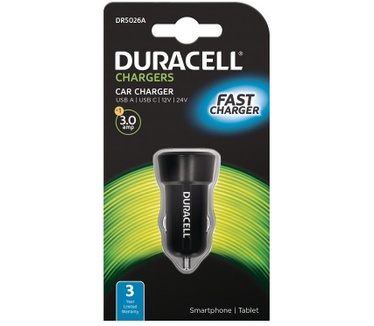Duracell Type-C/Type-A In-Car Charger 3A