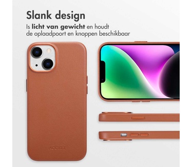 Accezz MagSafe Leather Backcover iPhone 14 - Bruin