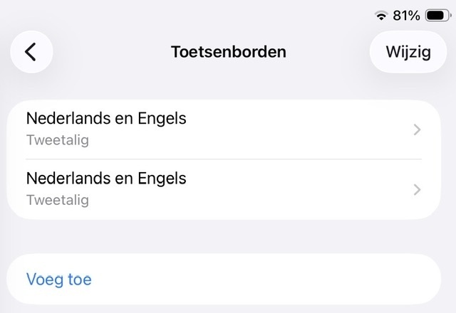 IPad [A2602, iPadOS 26.3.1]  toesenbord instellingen -> toetsenborden