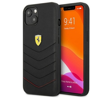 Ferrari Heritage Leather Back Case iPhone 13 Mini (5.4") - Zwart Zwart