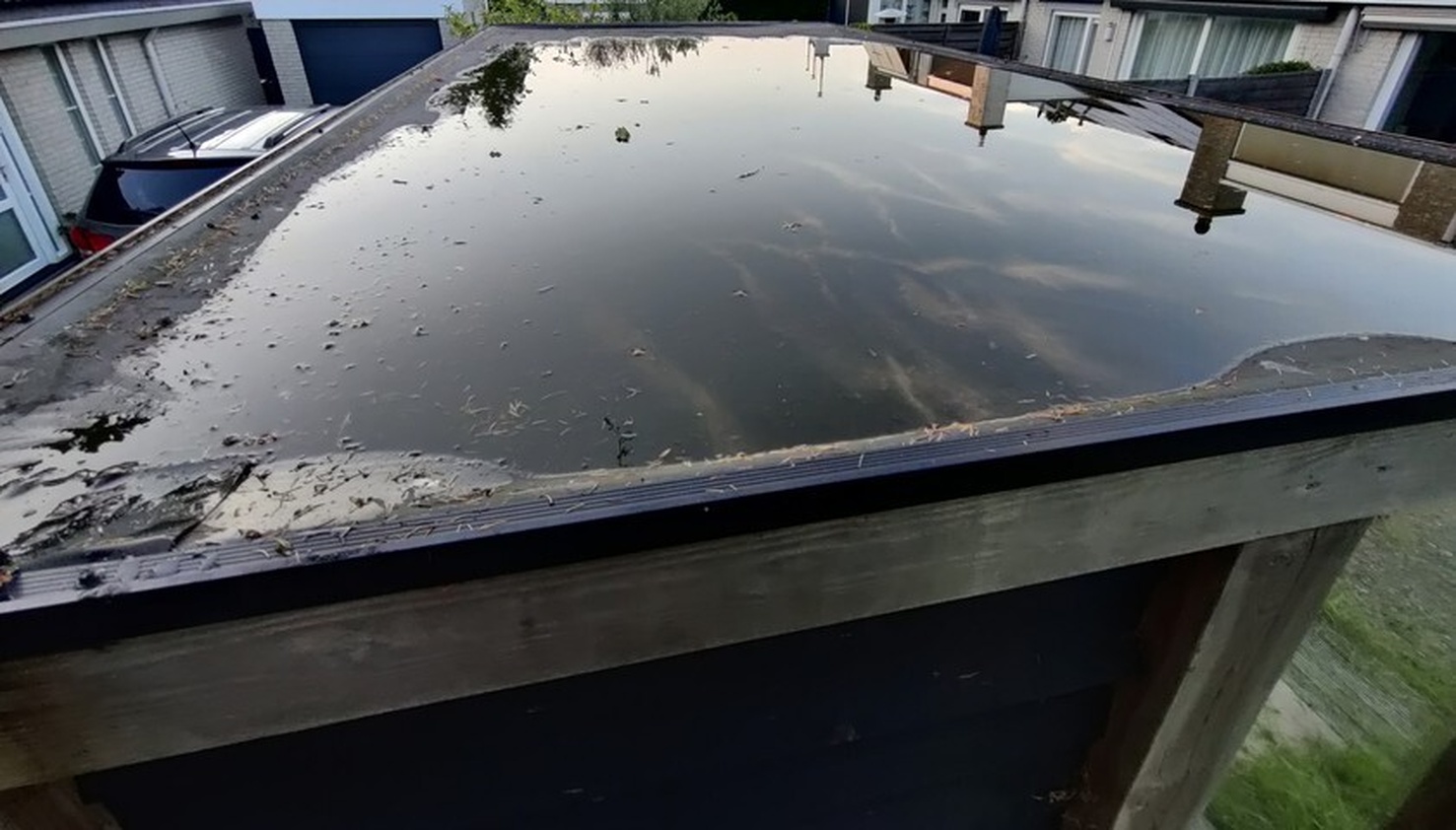 slechte afwatering overkapping
