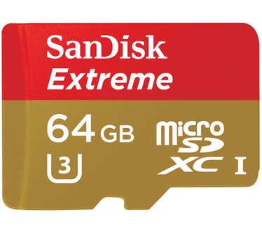 Sandisk Extreme microSDXC 64GB + SD Adapter + Rescue Pro Deluxe 90MB/s Class 10 UHS-I U3