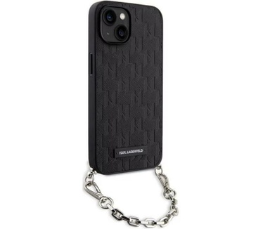 Guess Karl Lagerfeld Saffiano Monogram Back Case iPhone 14 (6.1") Zwart Zwart