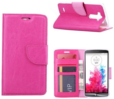 Luxe Lederen Bookcase hoesje voor de LG G3 S - Roze (LG G3 S) Roze
