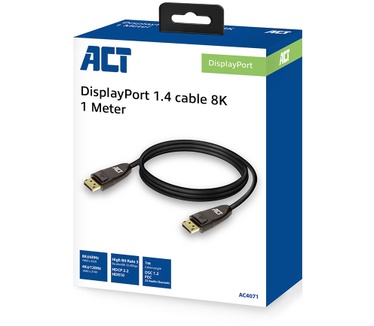 ACT AC4071 DisplayPort 1.4 cable 8K, 1m Zwart