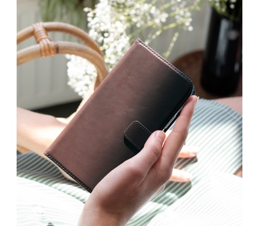 Selencia Echt Lederen Bookcase iPhone Xs - Bruin