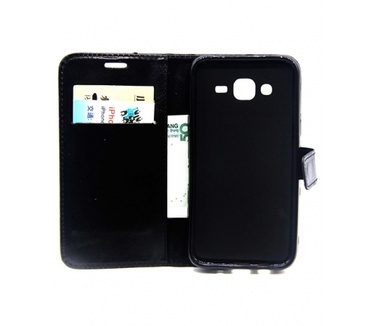 Samsung Galaxy J5 Leather Wallet Case Zwart