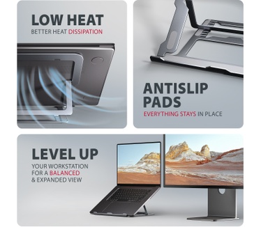 Axagon STND-LAG Laptop-Ständer, höhenverstellbar, faltbar, Aluminium