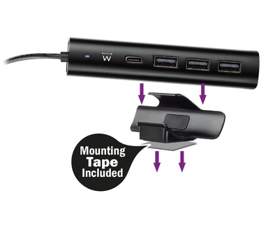 Ewent EW1317 Desktop USB Charger 36W with 1 USB-C port with Power Delivery and 3 USB-A ports with Smart IC