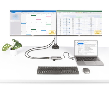 Startech.com USB-C Multiport Adapter met Ingebouwde USB-C naar USB-A Dongle, Dual HDMI (4K30Hz/1080p60Hz), 3x USB-A 5Gbps, Mini Travel Dock, Laptop Docking Station, 40cm Kabel