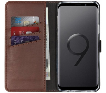 Selencia Echt Lederen Bookcase Samsung Galaxy S9 Plus - Bruin