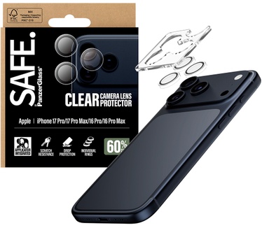 PanzerGlass SAFE. by PanzerGlass® Camera Lens Protector Transparent iPhone 17 Pro | iPhone 17 Pro Max | iPhone 16 Pro | 16 Pro Max