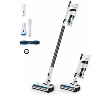 hoogo S3 2-in-1 Steelstofzuiger SC302 - 300 W - 50 min./200 m² - HEPA 13 - Anti-Hair-Wrap - LED verlichting - Draadloos zonder zak - Turbostand - Verwisselbare accu - incl. Accessoire set