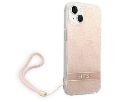 Guess 4G Printed Case met Strap - Apple iPhone 14 (6.1") - Roze Roze