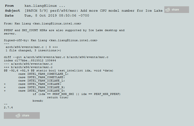 Ice Lake Linux Kernel