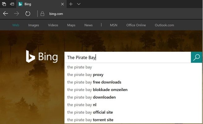 Bing Pirate Bay