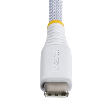 Startech.com 2m USB-C Laadkabel, Wit, 60W (3A) PD, Dual-Layer Gevlochten Nylon/TPE Mantel, Robuuste USB Type-C Oplaadkabel, USB 2.0 Fast Charge Kabel