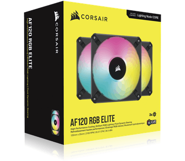 Corsair iCUE AF120 RGB ELITE 120mm PWM Fan with Lighting Node CORE, 120mm