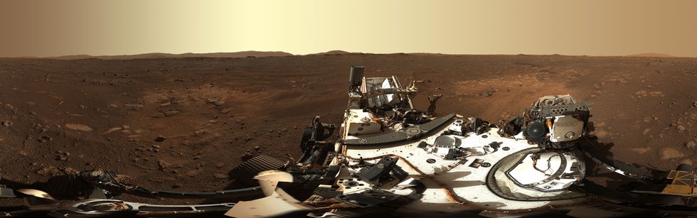 Eerste panoramafoto van Perseverance. Foto © NASA/JPL-Caltech/ASU/MSSS