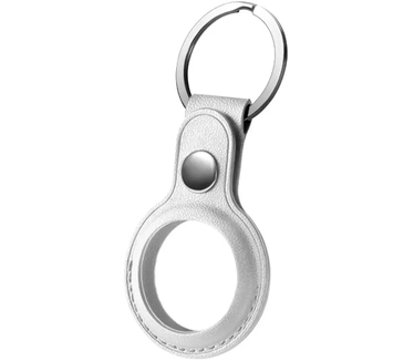 Deltaco Apple AirTag Case Sleutelhanger, Kunstleer, Wit