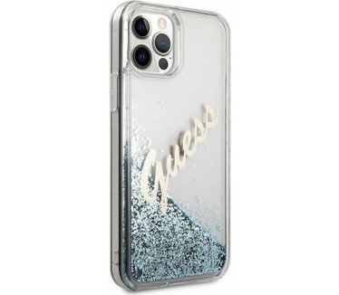 Guess Vintage Liquid Glitter Case iPhone 12/12 Pro (6.1") - Blauw Blauw