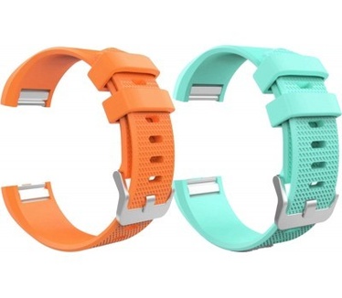 qMust Vervangende Armband voor Fitbit Charge 2 - Mint / Orange
