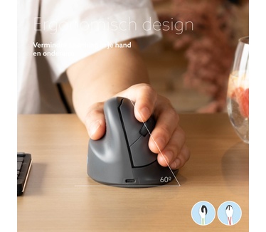 R-Go Tools Verticale muis R-Go HE Basic, ergonomische muis, medium (handlengte 165-185mm), linkshandig, Bluetooth