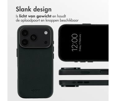 Accezz MagSafe Leather Backcover voor de Apple iPhone 18 Pro Max / 17 Pro Max - Onyx Black