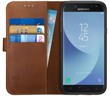 Rosso Samsung J5 2017 Hoesje Echt Leer Pasjes Book Case Bruin (Galaxy J5 2017) Bruin