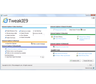 TweakIE9 2.0 screenshot