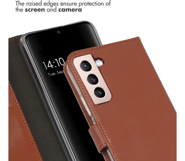 Selencia Echt Lederen Bookcase Samsung Galaxy S22 Plus - Lichtbruin