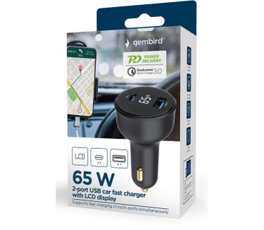 Gembird TA-UC-AC2PD65LCD-CAR-01