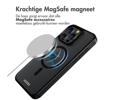 Accezz Rugged Frosted Backcover met MagSafe iPhone 15 Pro Max - Zwart