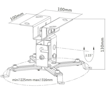 Techly Projector Ceiling Support Extension 130mm Silver ICA-PM 2S