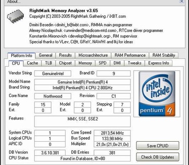 RightMark Memory Analyzer 3.6.5 screenshot (resized)