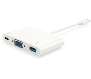 Equip USB Type C to VGA Female/USB A Female/PD Adapter