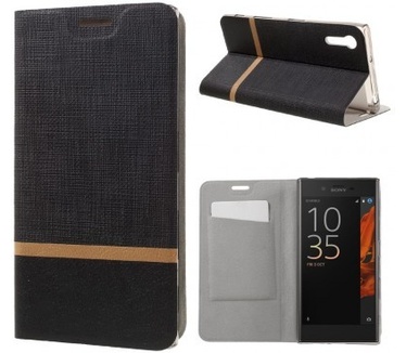 qMust Sony Xperia XZ Wallet Case - TPU frame - Striped Black