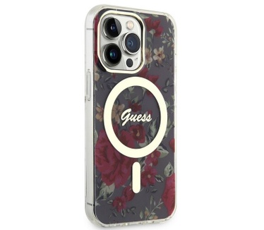 Guess Flower MagSafe Back Case - iPhone 14 Pro Max (6.7") - Khaki Bruin