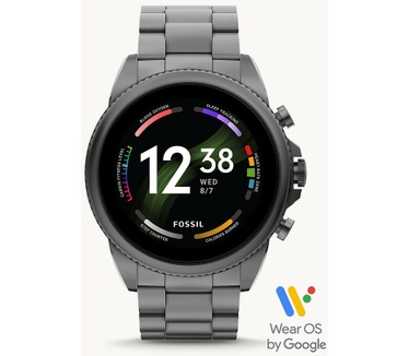 Fossil Gen 6 Display FTW4059 Zwart/Bruin 44mm RVS (RVS)
